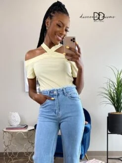 Crossed Halter Neckline Rib Knit Top *Final Sale*