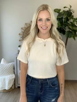 Fuzzy Cropped Raglan Hoodie Top *Final Sale*