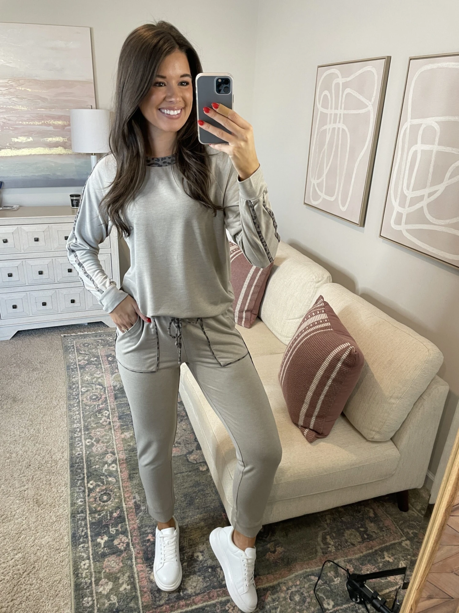 Leopard Trim Round Neck Lounge Pullover | S-L Set W/ Sku48789 8 Leopard Trim Round Neck Lounge Pullover | S-L Set W/ Sku48789 - Image 6